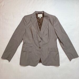 NWT Façonnable 100% Wool Women’s Blazer Brown Pinstripe Italian Size US 14/EU 52